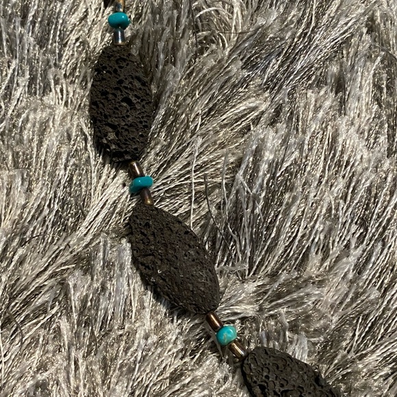 Lava Stone & Turquoise Necklace - Picture 3 of 7